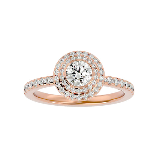 Misha Double Halo Diamond Engagement Ring