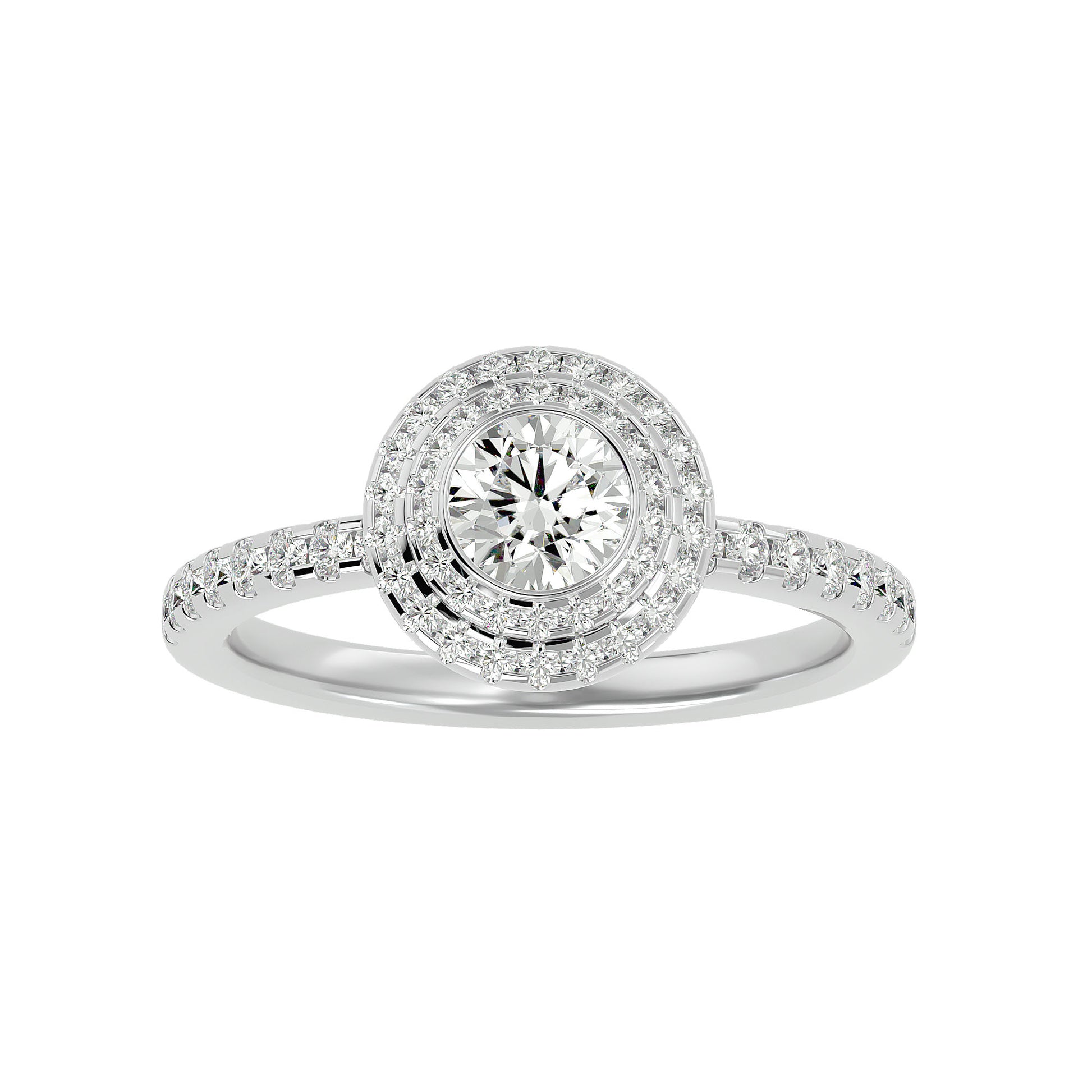 Misha Double Halo Diamond Engagement Ring