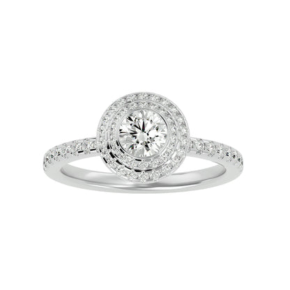 Misha Double Halo Diamond Engagement Ring