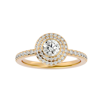 Misha Double Halo Diamond Engagement Ring