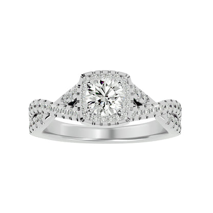 Nadia Halo Criss Cross Diamond Engagement Ring