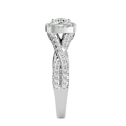 Nadia Halo Criss Cross Diamond Engagement Ring
