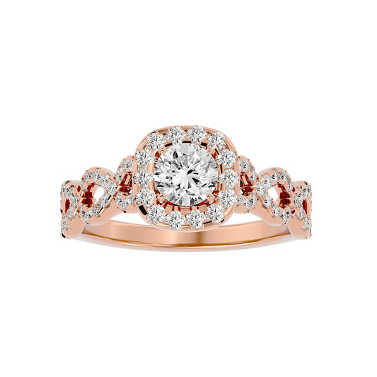Zeynep Halo criss cross double engagement ring