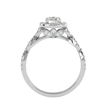 Zeynep Halo criss cross double engagement ring