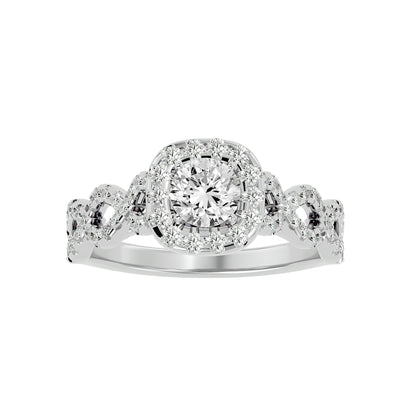 Zeynep Halo criss cross double engagement ring