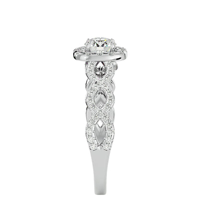 Zeynep Halo criss cross double engagement ring