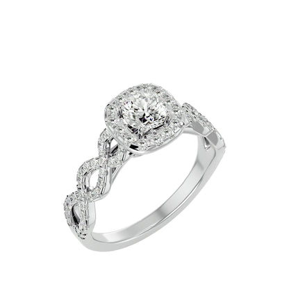 Zeynep Halo criss cross double engagement ring