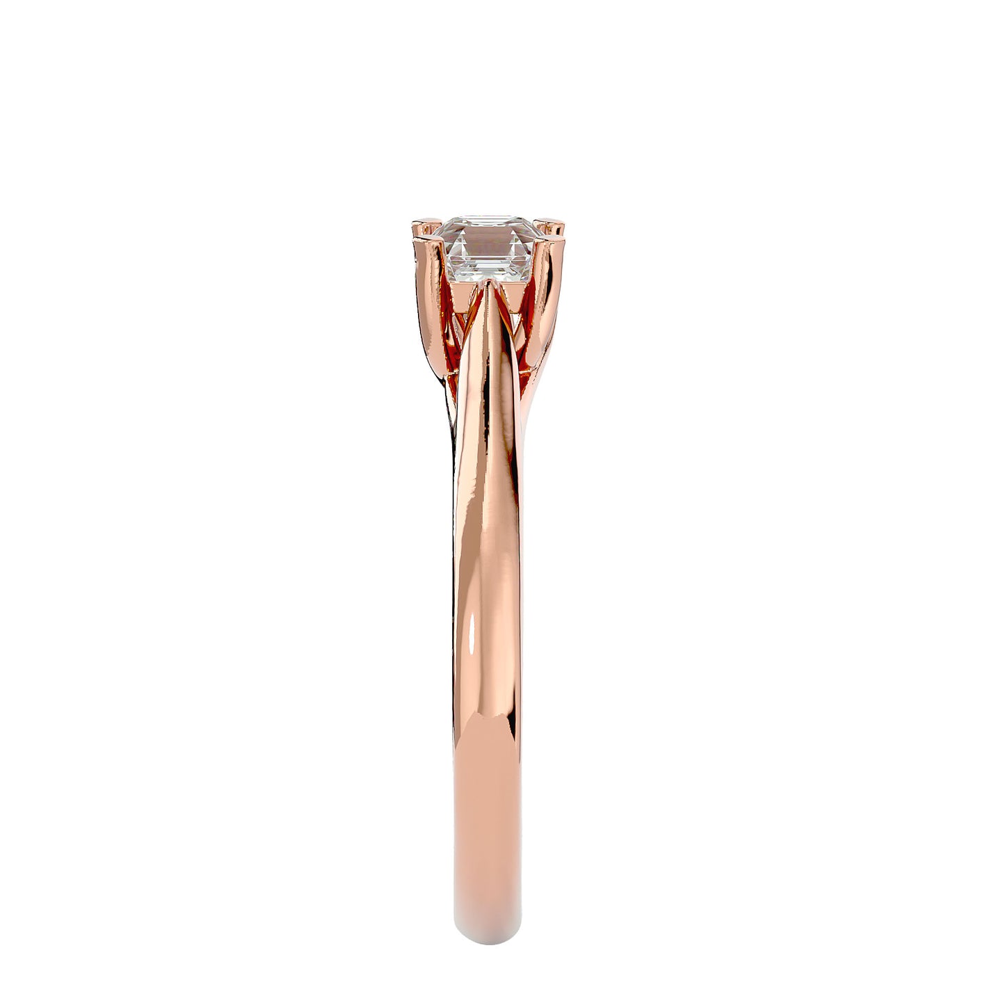 Asscher criss cross diamond engagement ring