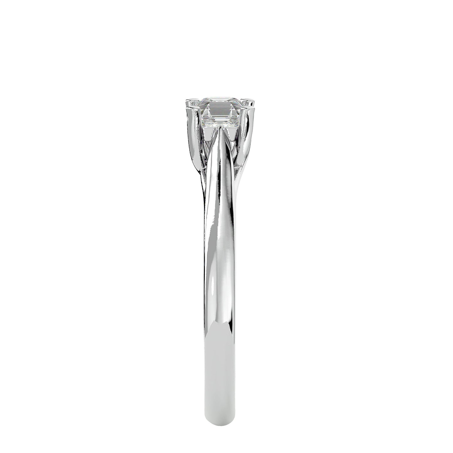 Asscher criss cross diamond engagement ring