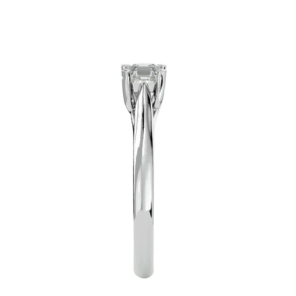 Asscher criss cross diamond engagement ring
