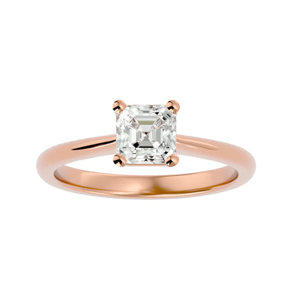 Asscher 4 prong diamond engagement ring