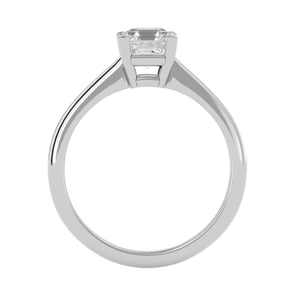Asscher 4 prong diamond engagement ring