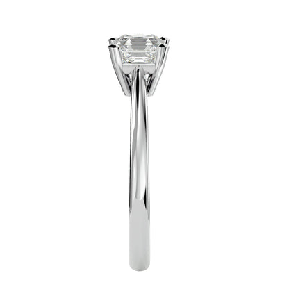Asscher 4 prong diamond engagement ring