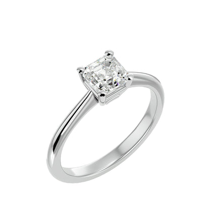 Asscher 4 prong diamond engagement ring