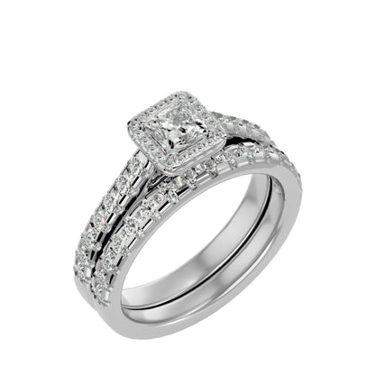 Maze engagement ring and matching band