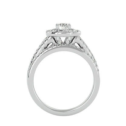 Double halo engagement ring & matching band