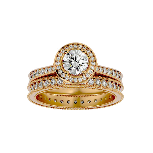 Envy three stone engagement ring & matching band
