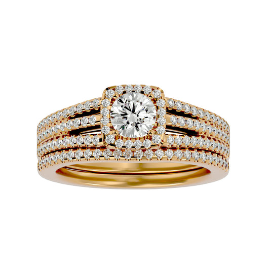 Lopaz halo engagement ring & matching band