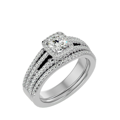 Lopaz halo engagement ring & matching band