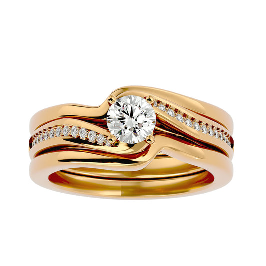 Lorene criss cross engagement ring