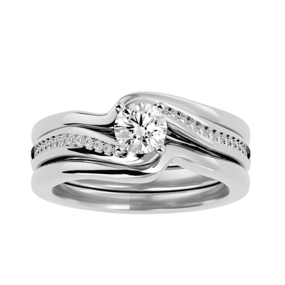 Lorene criss cross engagement ring