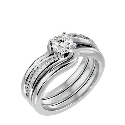 Lorene criss cross engagement ring