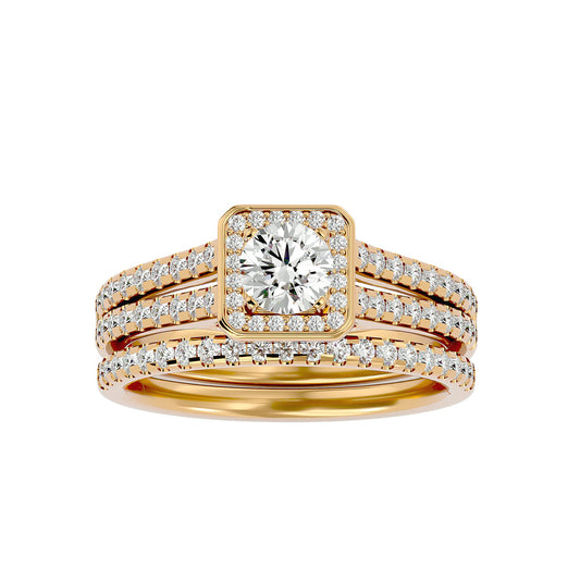 Flower engagement ring & matching band