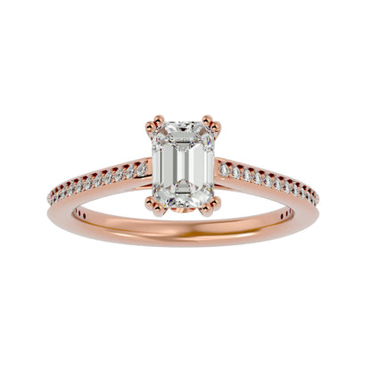 Emerald pave diamond engagement ring