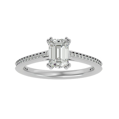Emerald pave diamond engagement ring
