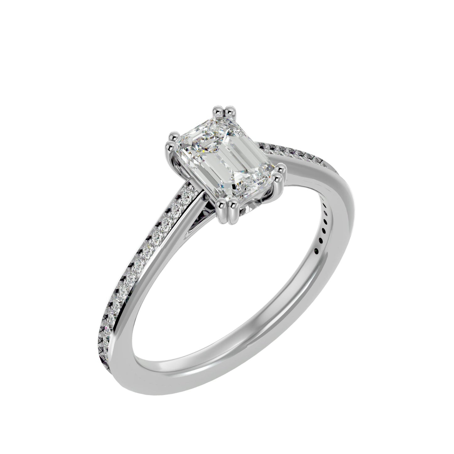 Emerald pave diamond engagement ring