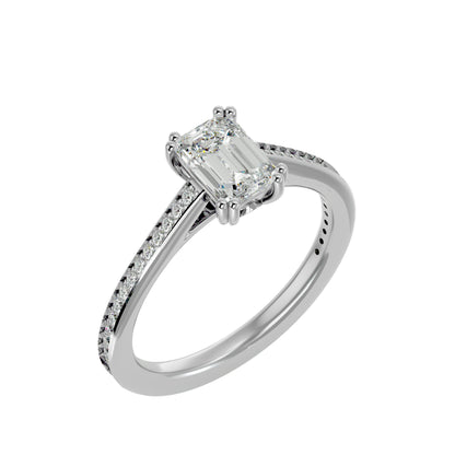 Emerald pave diamond engagement ring