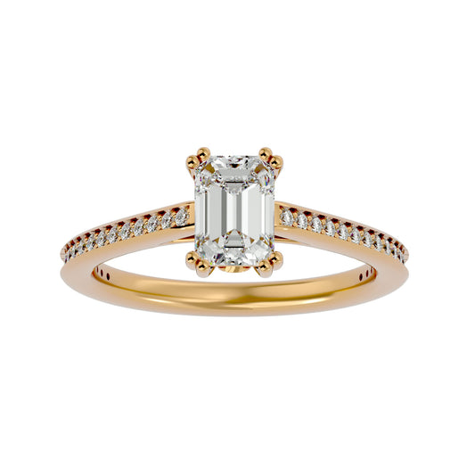 Emerald pave diamond engagement ring