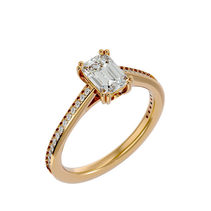 Emerald pave diamond engagement ring