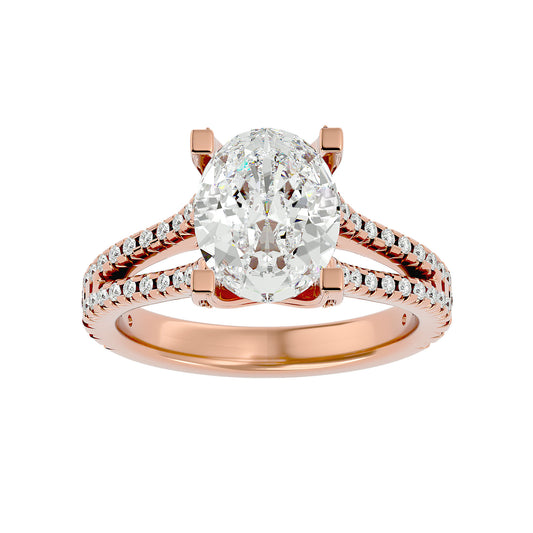 Oval split shank diamond engagement ring
