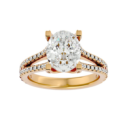 Oval split shank diamond engagement ring