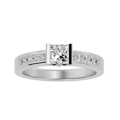 Princess solitaire diamond engagement ring