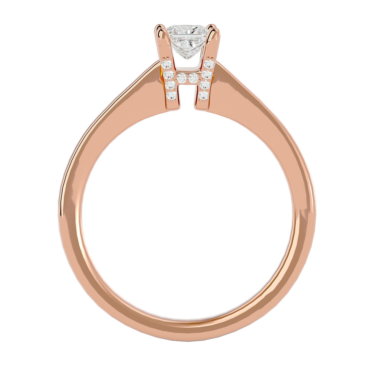 Bar setting Princess diamond engagement ring