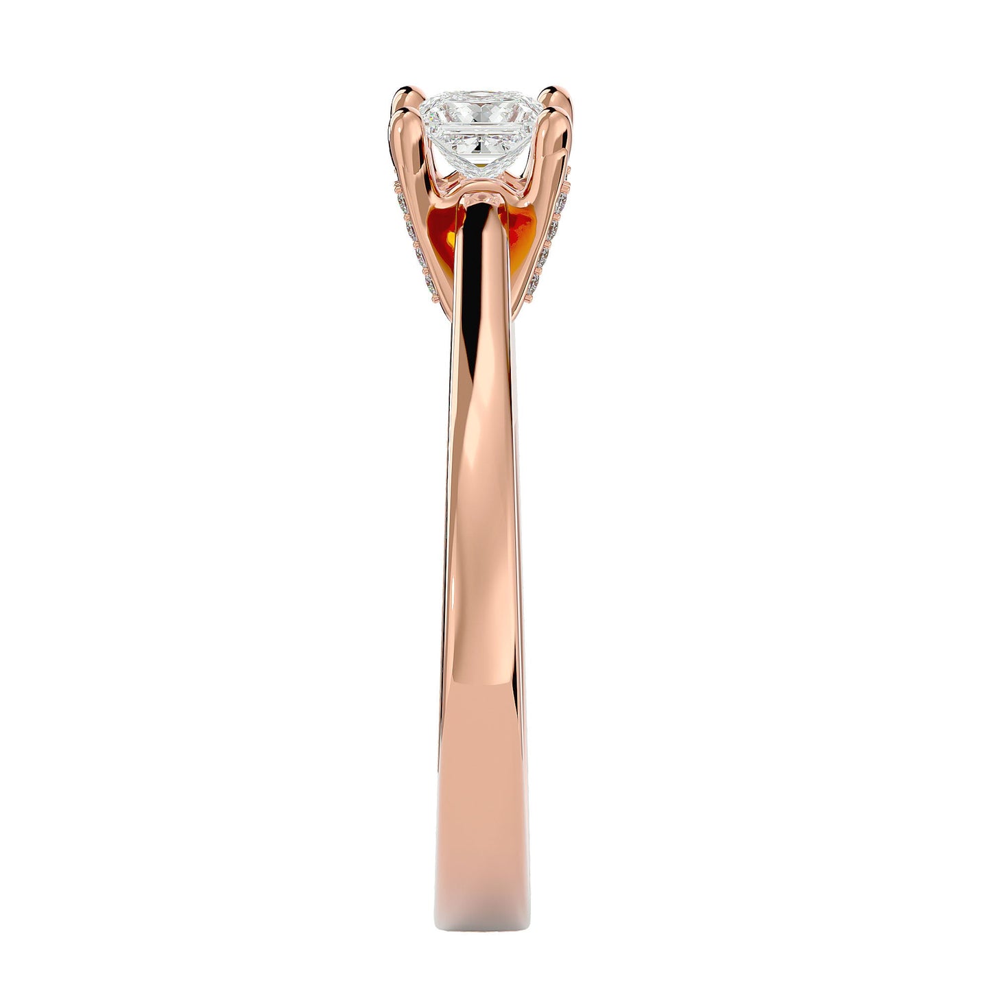 Bar setting Princess diamond engagement ring