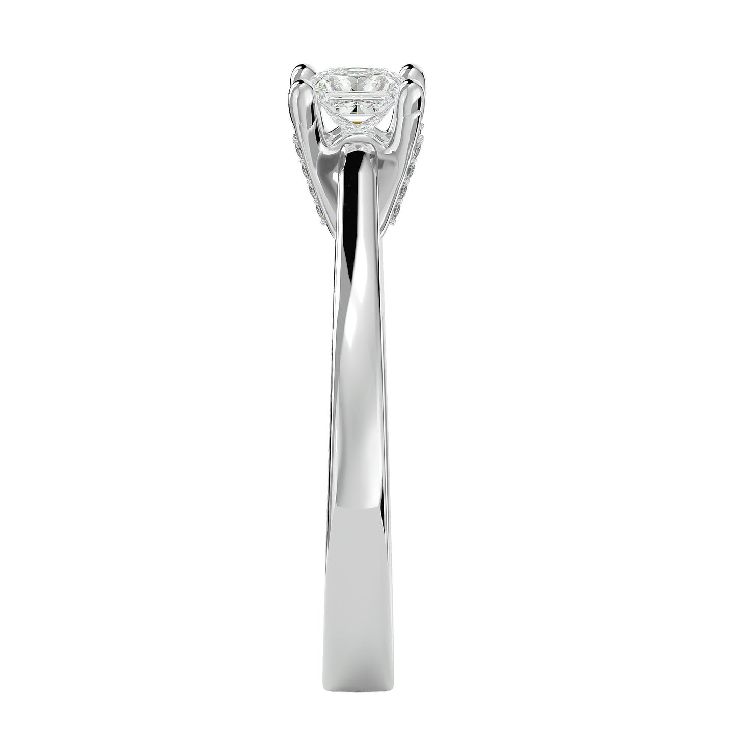 Bar setting Princess diamond engagement ring