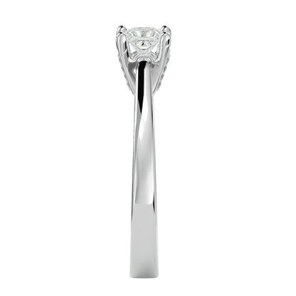 Bar setting Princess diamond engagement ring