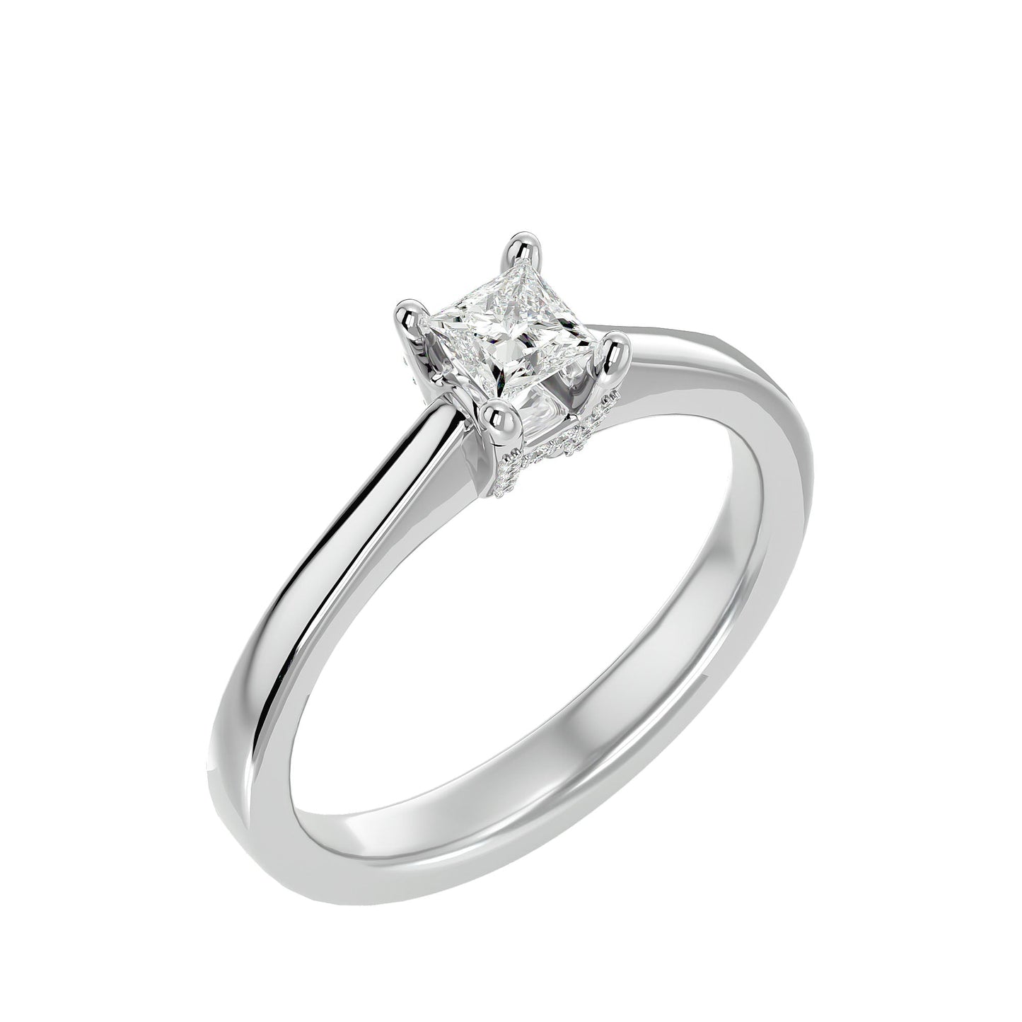Bar setting Princess diamond engagement ring