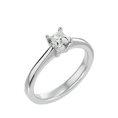 Bar setting Princess diamond engagement ring