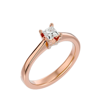 Bar setting Princess diamond engagement ring