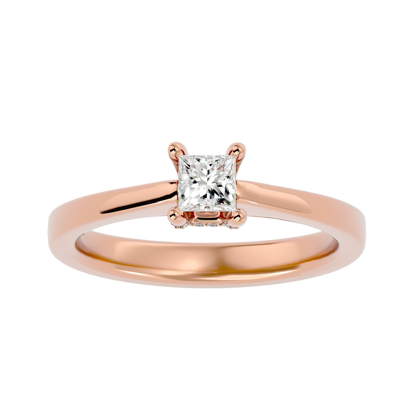 Bar setting Princess diamond engagement ring