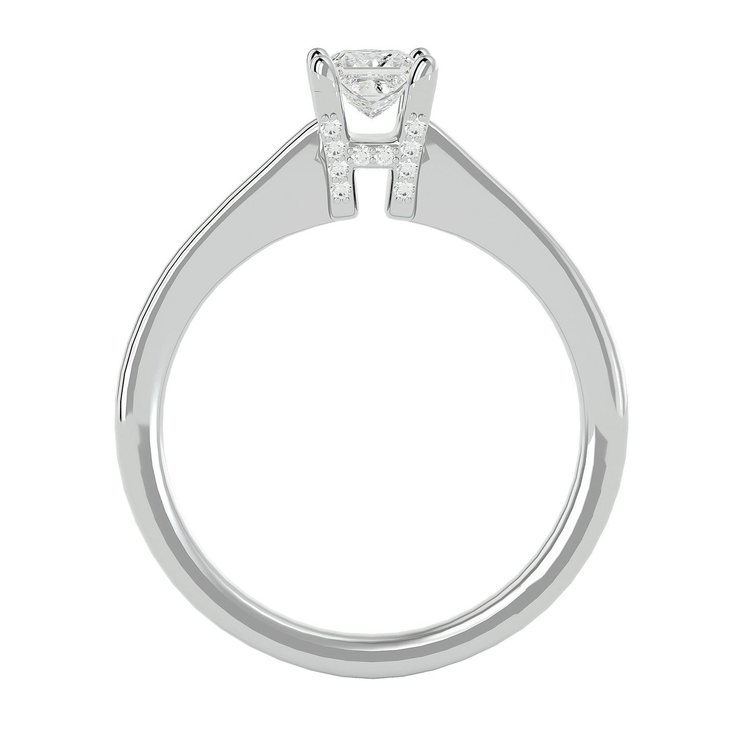 Bar setting Princess diamond engagement ring