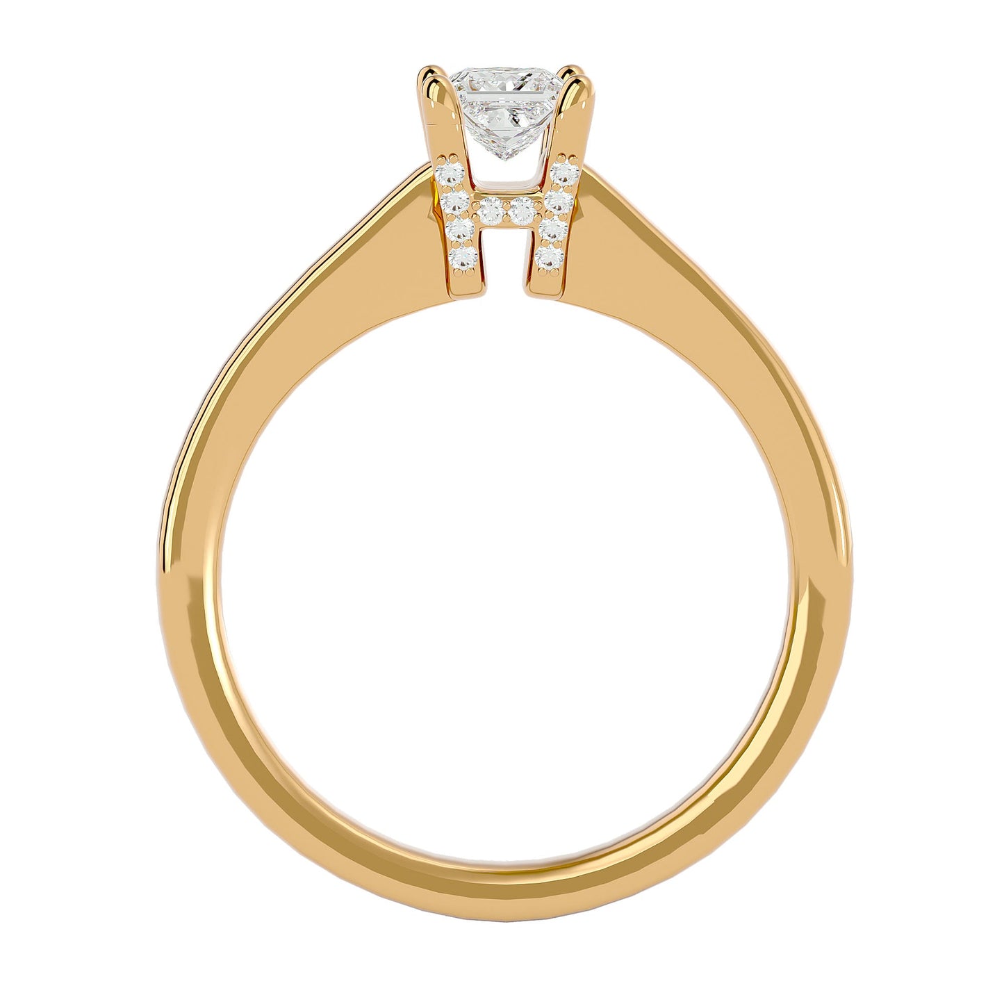 Bar setting Princess diamond engagement ring