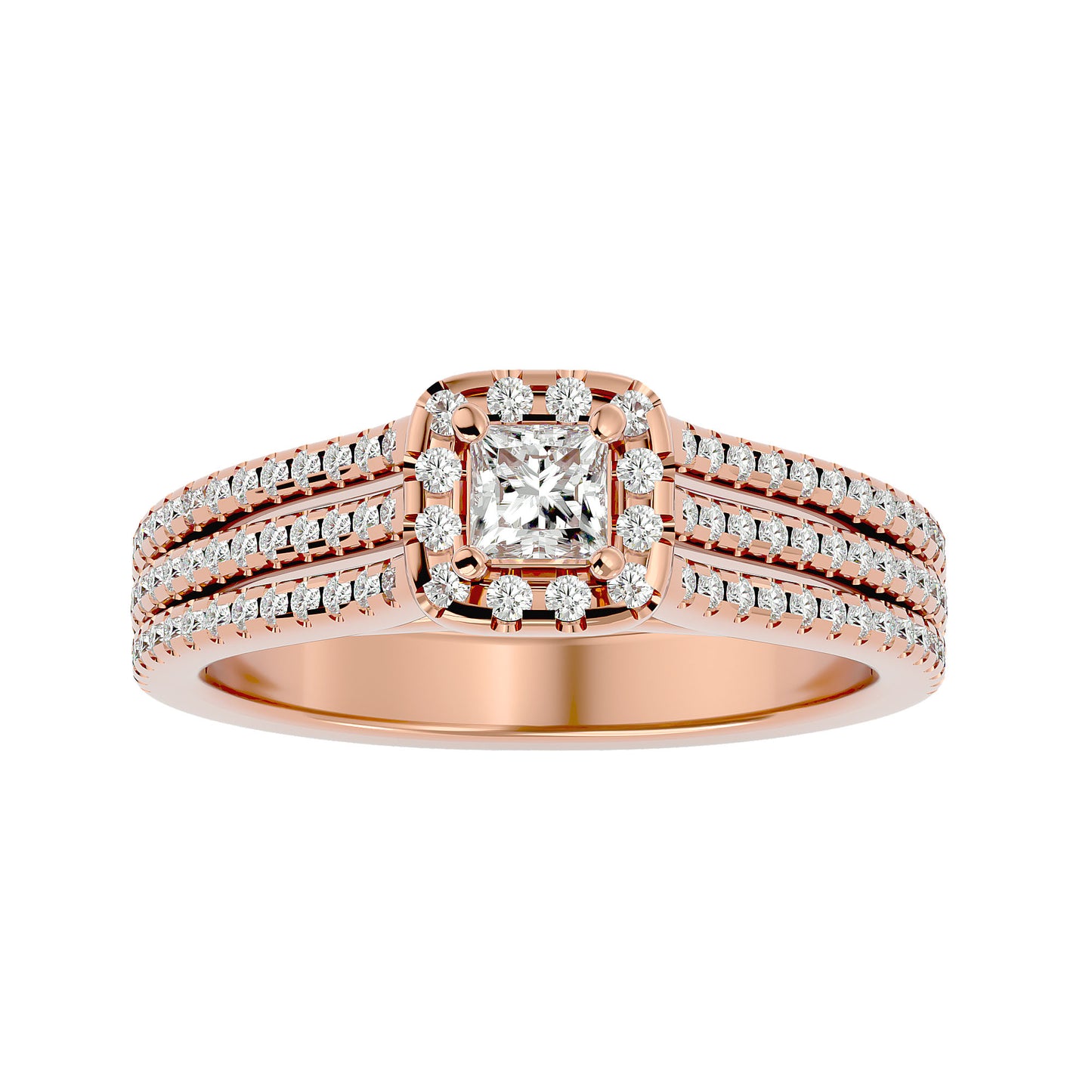 Princess Halo diamond engagement ring