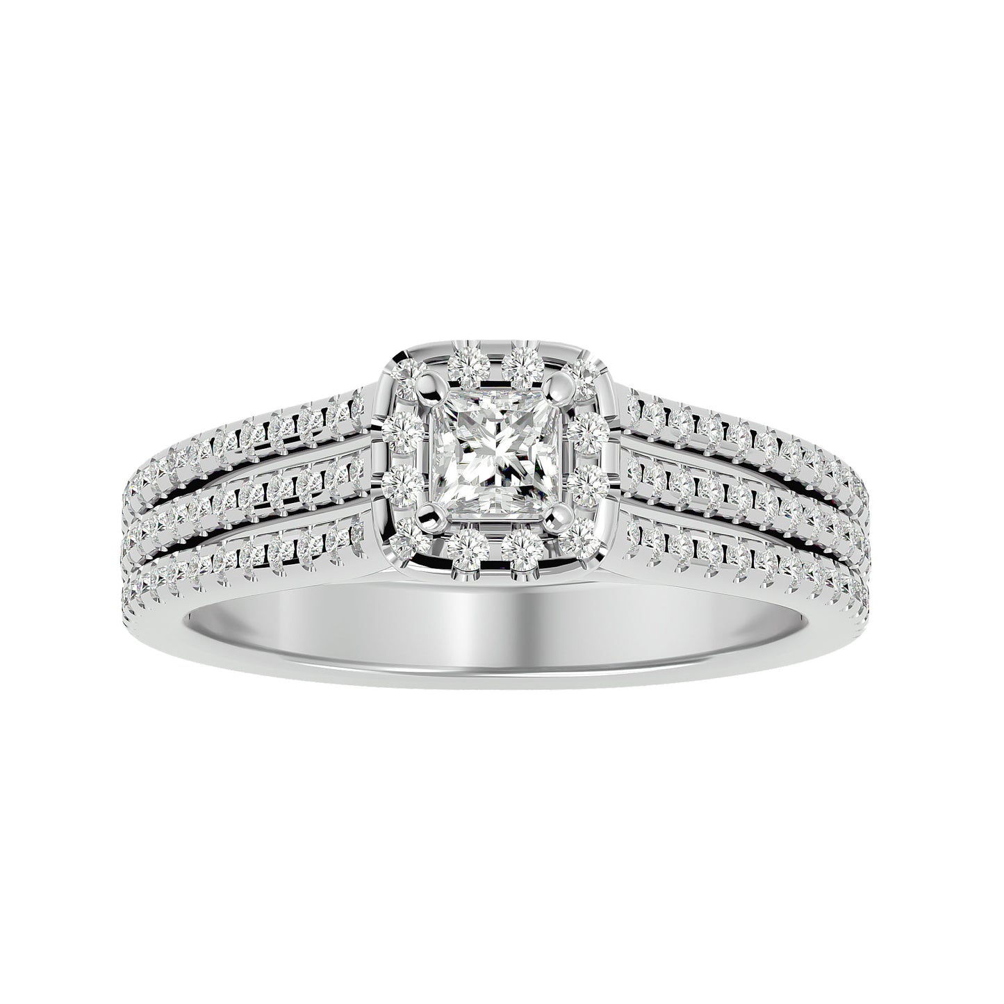Princess Halo diamond engagement ring