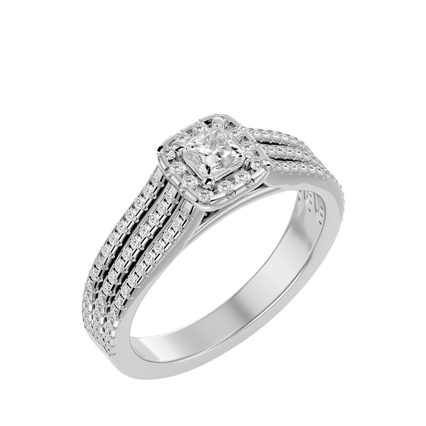 Princess Halo diamond engagement ring