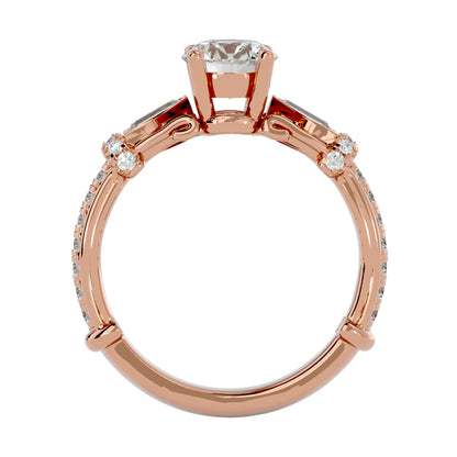 Edda side baguette diamond engagement ring